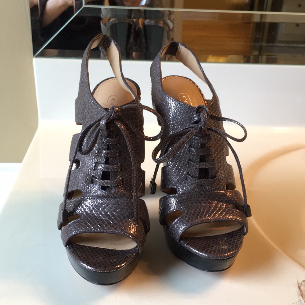 Coach platform sandals. Pewter. 6